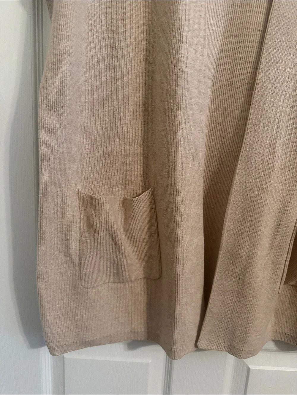 J. Jill Ribbed Gilet Cardigan Sz Medium Petite Oatmeal Cream